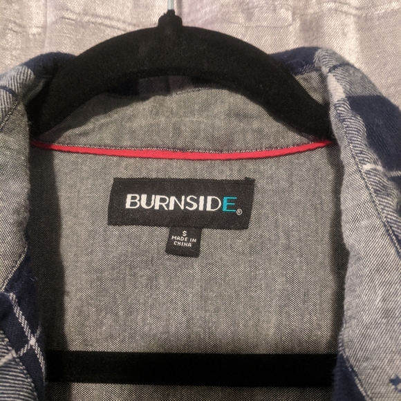 Burnside Blue Medium Weight Flannel Plaid Shirt - Picture 2 of 5